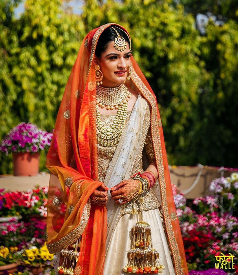bridal dress with double dupatta