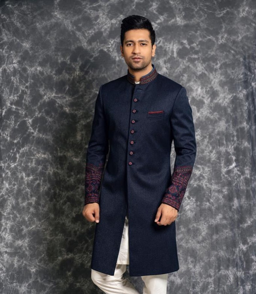 dark blue sherwani for groom