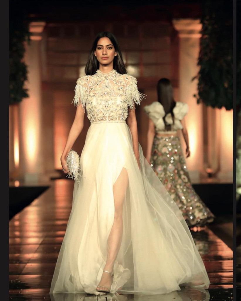 manish malhotra white gown