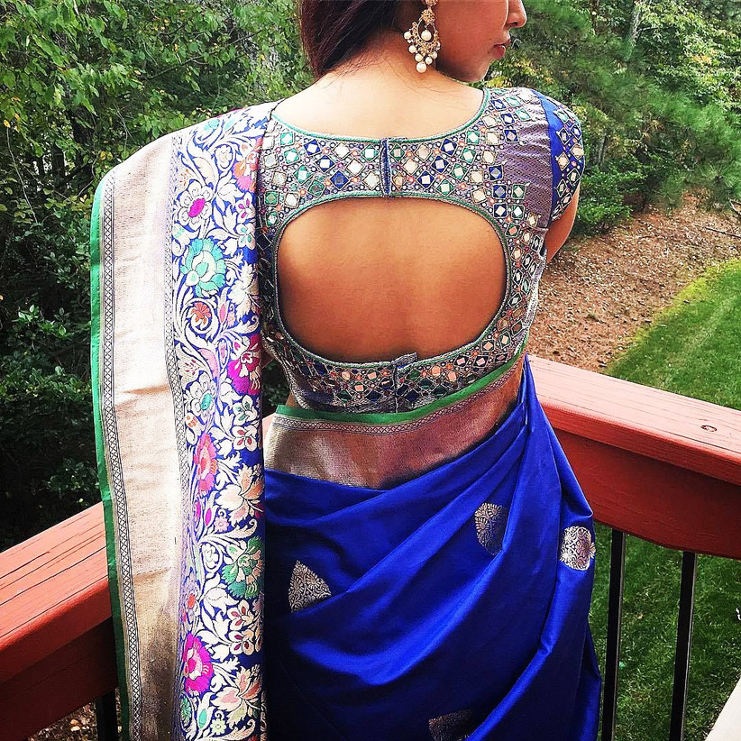 Shine Bright Like a Diamond in Spectacular Mirror Blouse Designs