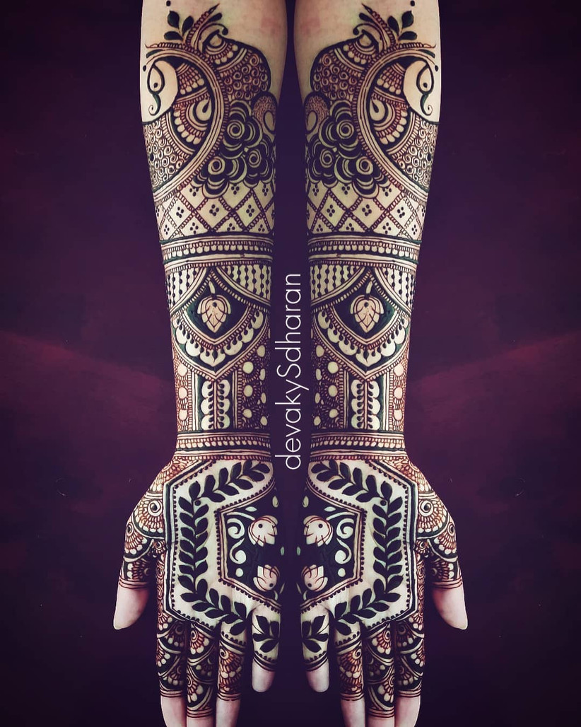 Half and Half Bridal Mehndi Design 
