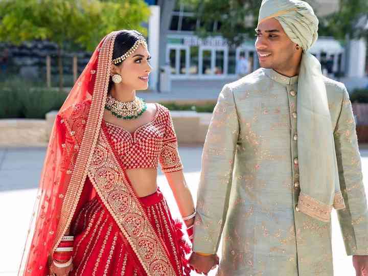matching lehenga and sherwani