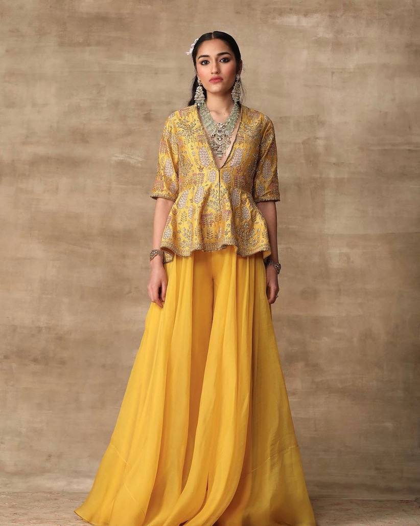 yellow color gown for haldi