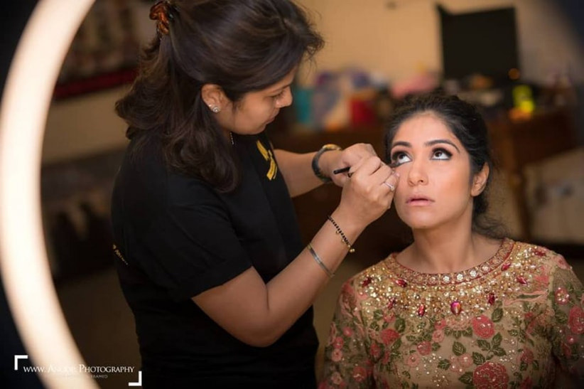 Eye makeup is one of the most highlighting features of Kerala bridal makeup.