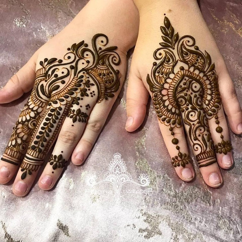 Lattice Half-hand Mehndi Design for Backhand by Henna Paradise