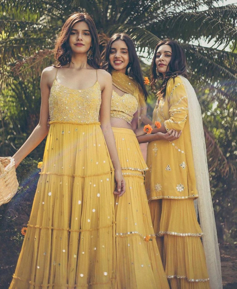 60 Haldi Outfits For Bride Ideas In 2020 Ceremony Dresses Indian Designer Wear Indian Outfits