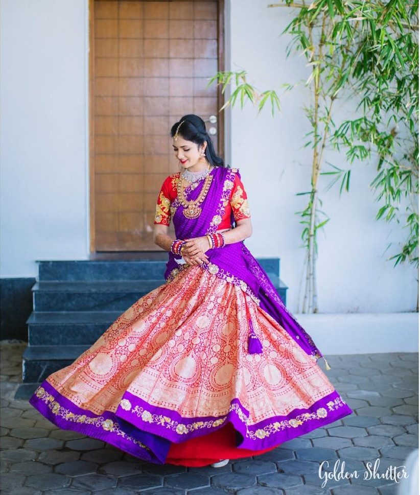 10 Wedding Day Pattu Half Saree Designs For South Indian Brides