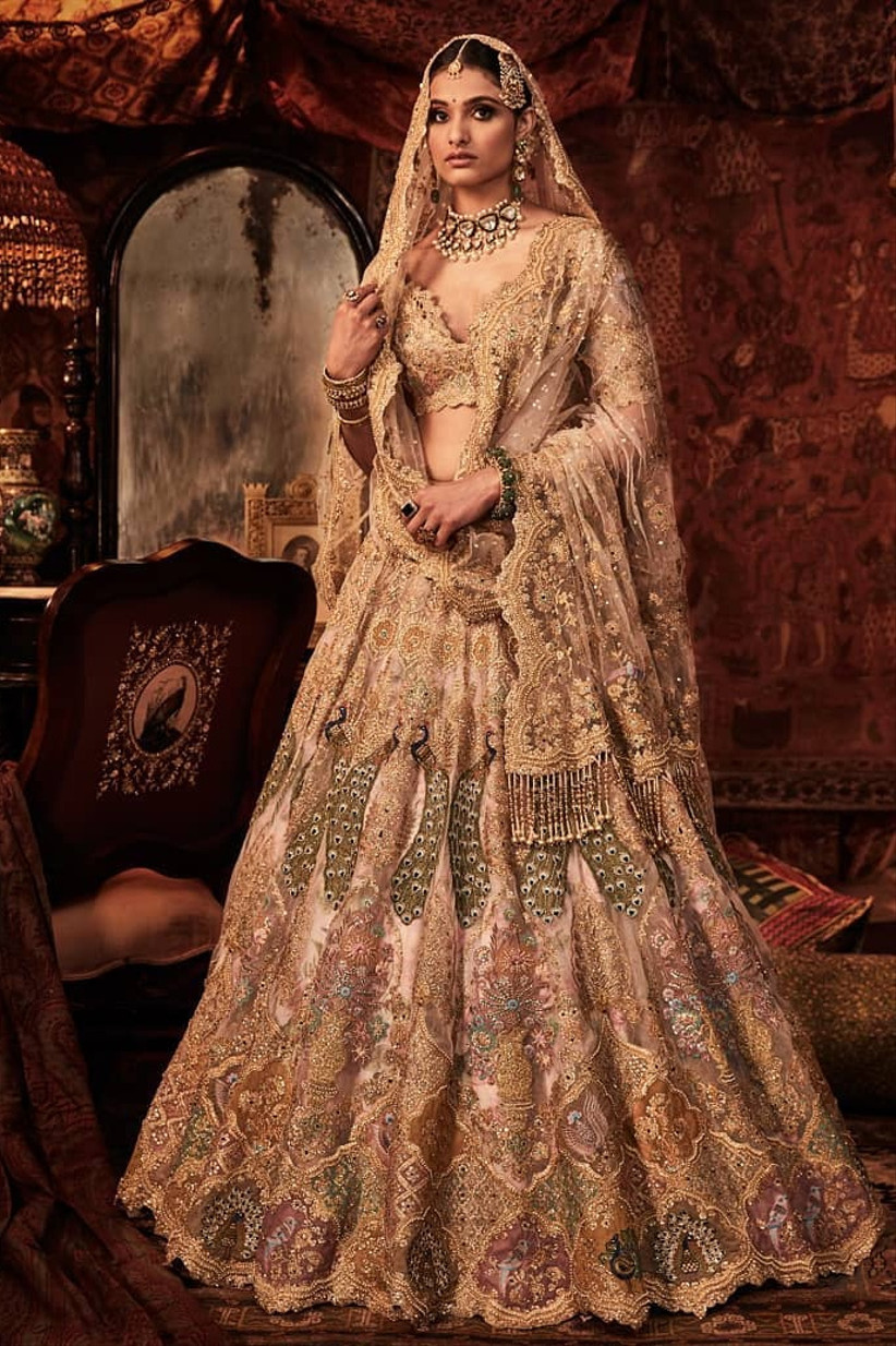 Peacock design bridal lehenga deals