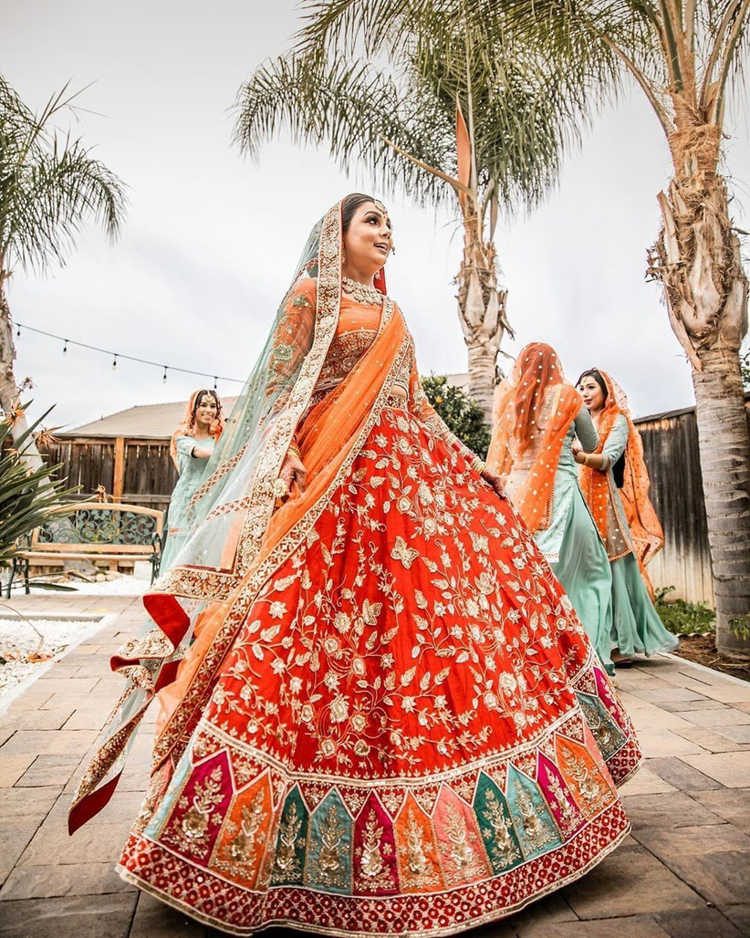 Orange wedding lehenga best sale