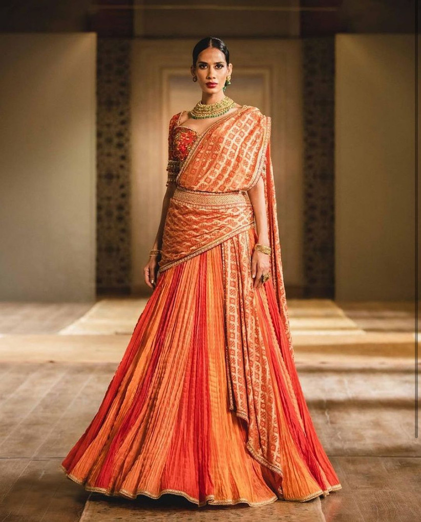 dupatta drape for lehenga