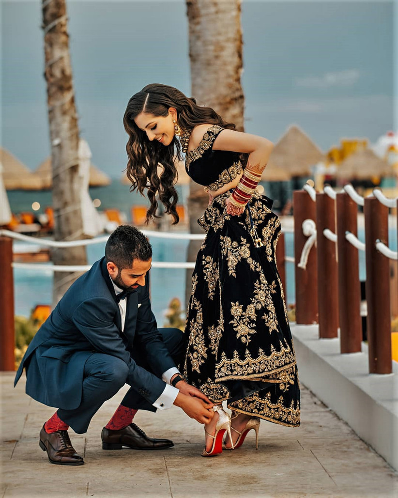 dark red indian bridal dress