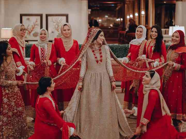 white frock with red dupatta