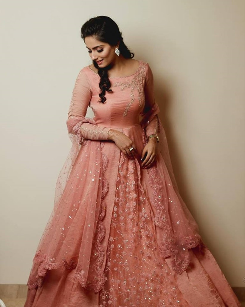 pink and gold anarkali