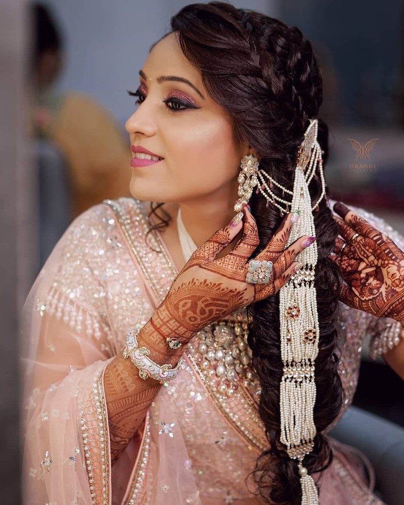Indian Wedding Hairstyles For Medium Hair Aanal Savaliya Braid 
