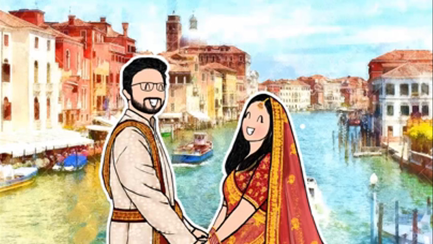 Vivek weds utkarsha -Indian Wedding Invite | Caricature Wedding Invite | Animation Wedding Invite