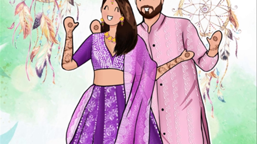 Pankaj weds Smriti - Save the date- Indian Wedding Invite | Caricature Wedding Invite |