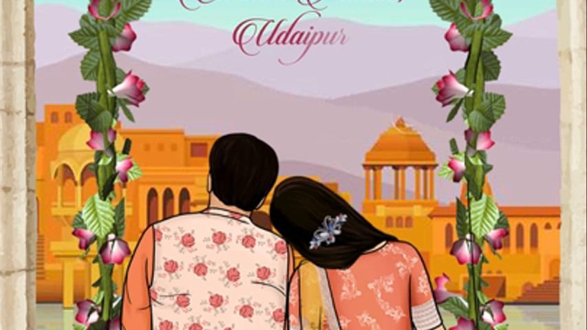 Rajasthan theme caricature video wedding invitation by Heartiee Greetings