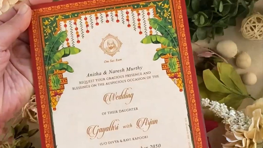 Shubh Swagatam - Temple Wedding Card