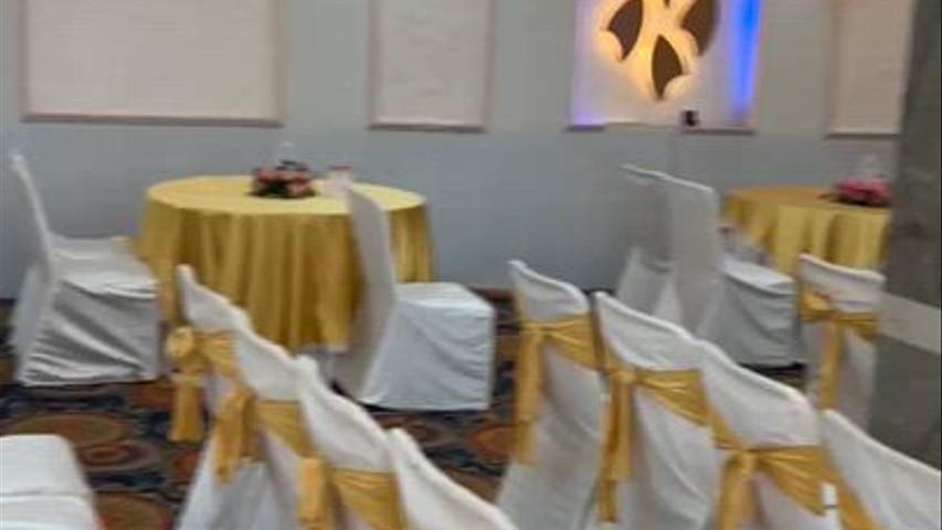 Banquet hall, stage decor and lawn