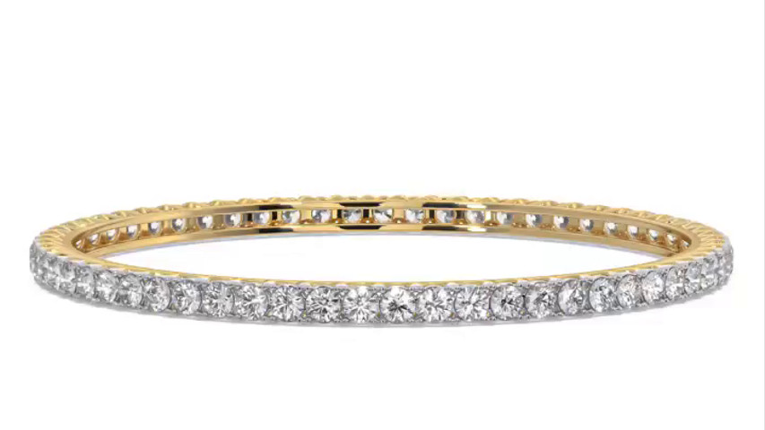 10 Cents Each MYZA Certified Lab Diamond Bangle in 18K Hallmark Yellow Gold