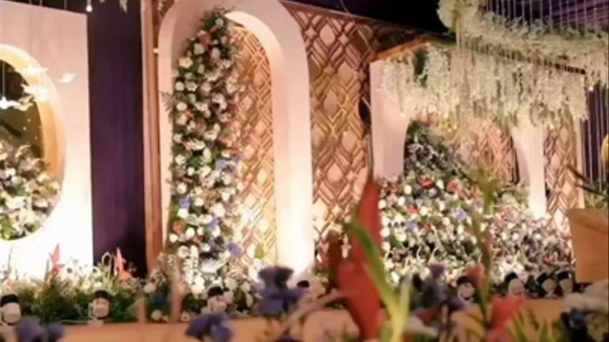 Indoor Natural flowers reception Backdrop 