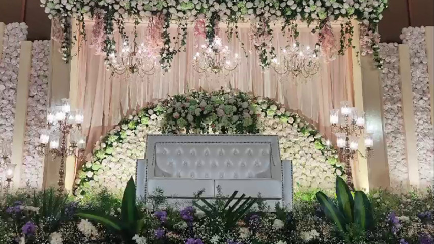 Floral Filled Terracotta Wedding Stage Decoration 