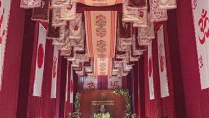     Traditional Wedding Entrance with Custom Hand-Painted Décor