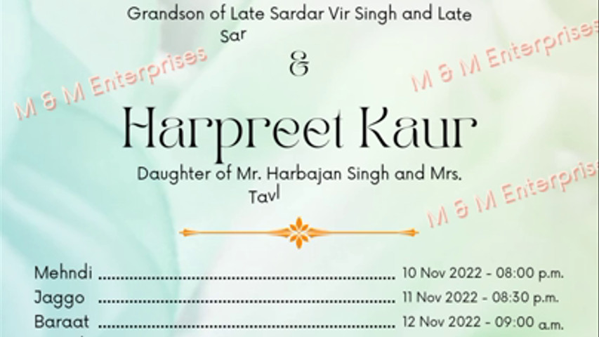 Wedding Invitation by M & M Enterprises 