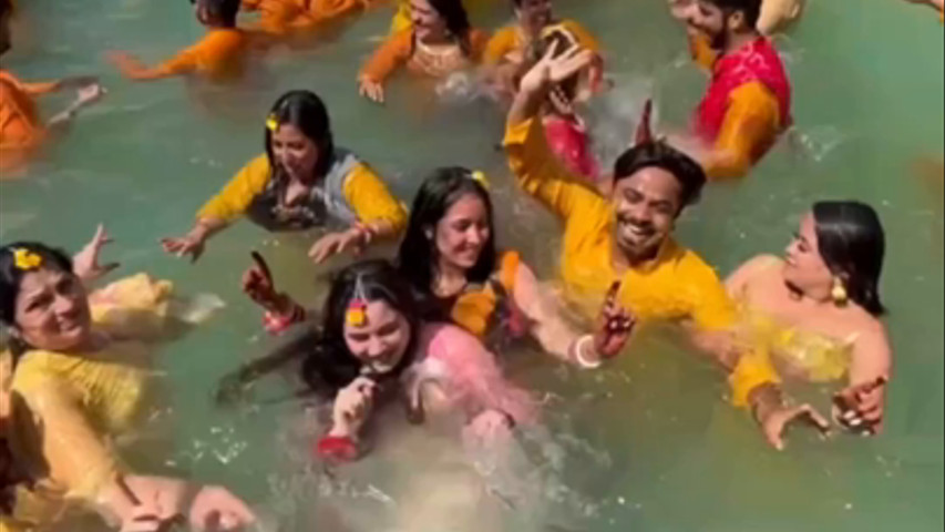 Kamath wedding pool party haldi