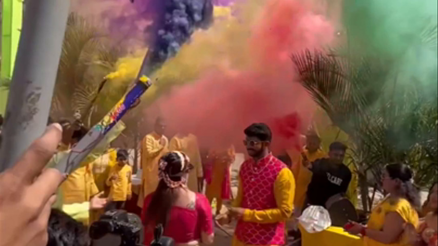 Kamath wedding resort pool colour party video