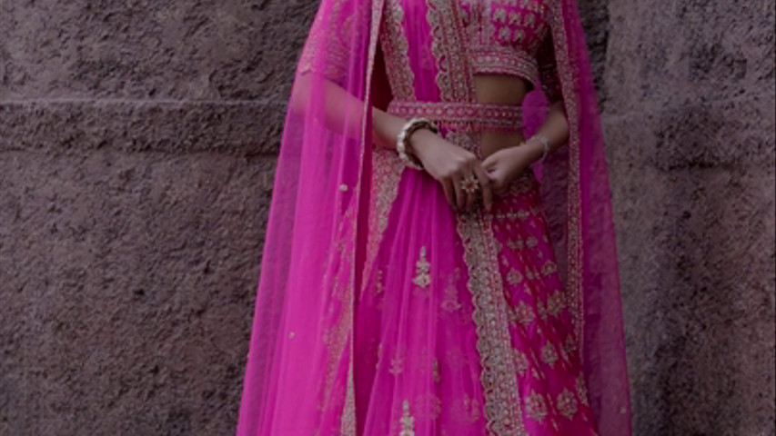 Fuchsia Raw Silk Lehenga Set