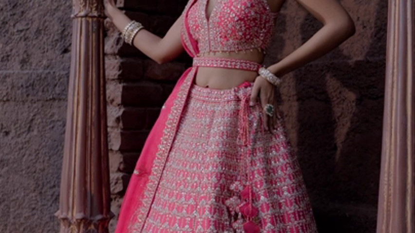 FUCHSIA RAW SILK LEHENGA SET