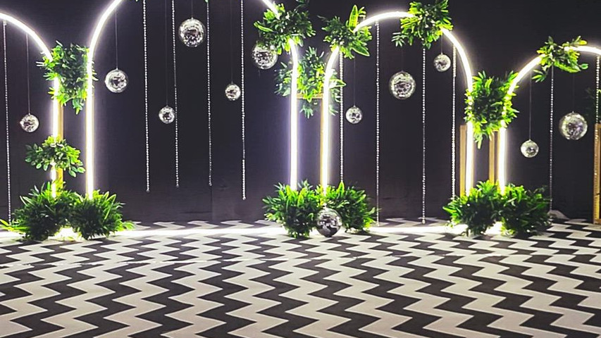 Black and white stage decor
