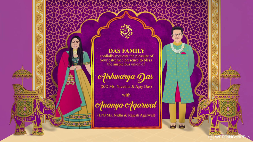 Pop-up wedding invitation with caricature