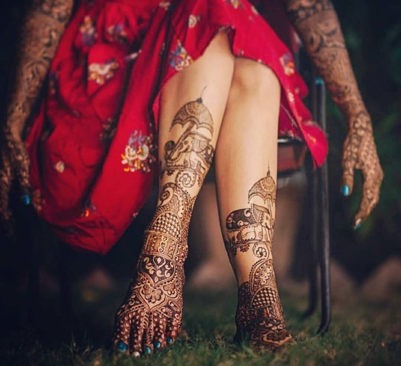 Elephant Motif Leg Mehndi