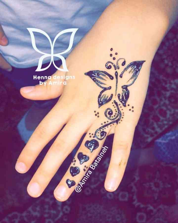 Simple Full Hand Mehndi Design For Kids - Rectangle Circle