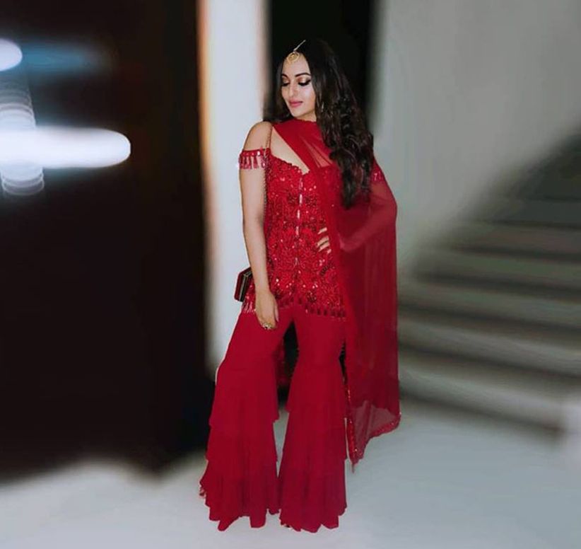 gown with ruffle dupatta