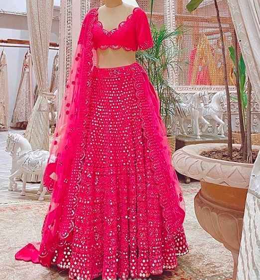 Guys please share some mirror work lehenga options! - 1