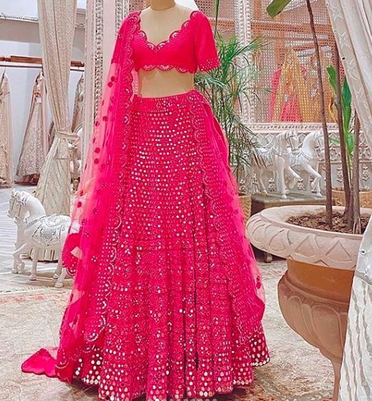 Guys please share some mirror work lehenga options! 2