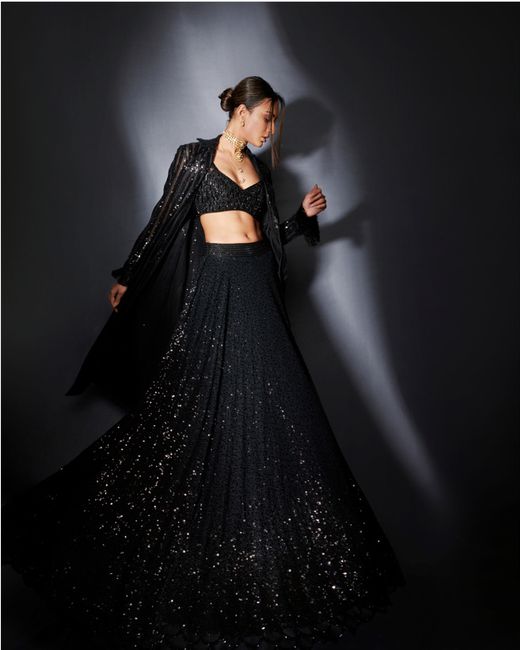 #CelebrityStyle: Erica Fernandes Looks Stunning In Black Ombre Sequin Lehenga! ✨😍 2