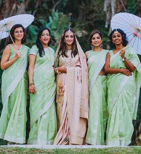 Look at the happy faces and the color co-ordinated bridesmaids - 1