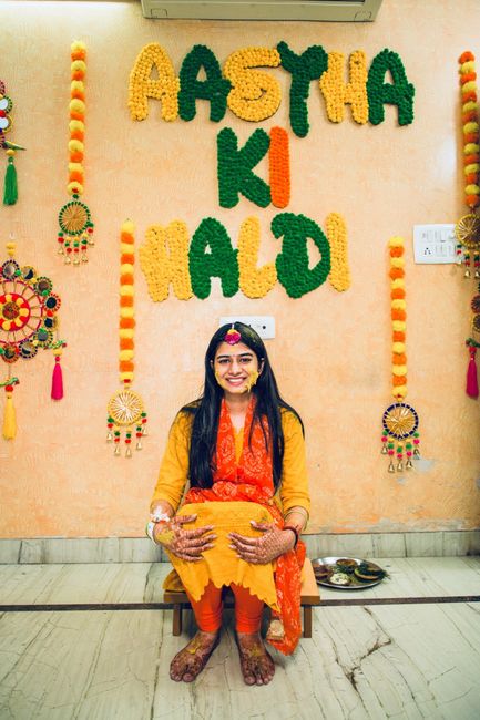 Outfit & Floral home decor for haldi 1