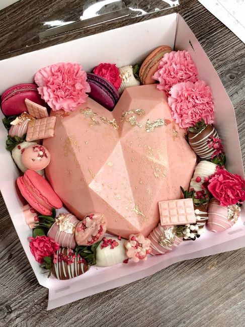 Chocolate filled heart cake for roka! - 1