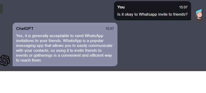 Is it okay to Whatsapp invite to friends? - 1