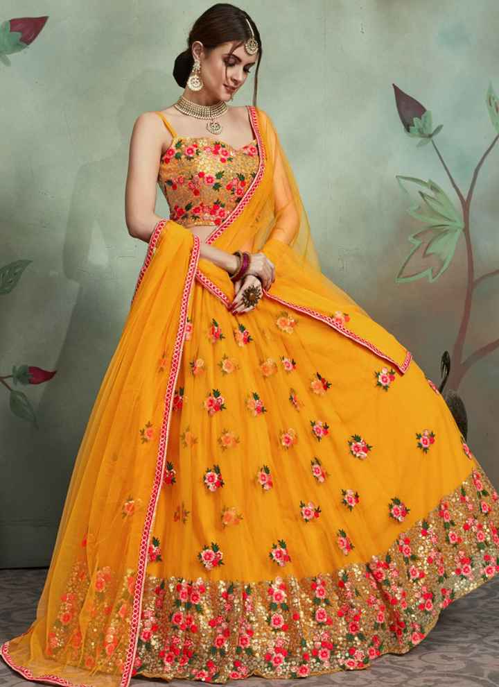Yellow lehenga design - 1