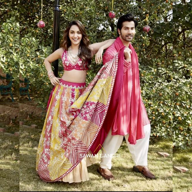 Kiara Advani looks mesmerizing in Sawan Gandhi's multi-coloured raw silk lehenga!😍 2