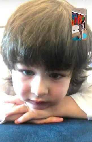 Taimur watching his cousin Kiaan during his Taekwondo class on Video call - 1