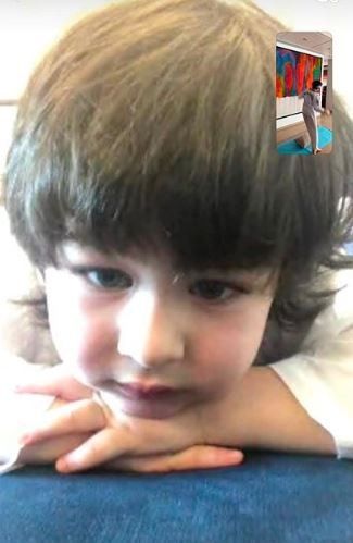Taimur watching his cousin Kiaan during his Taekwondo class on Video call - 1