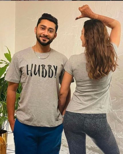 Gau and Zaid's cute Hubby and Wifey T-shirts😁😁 - 1