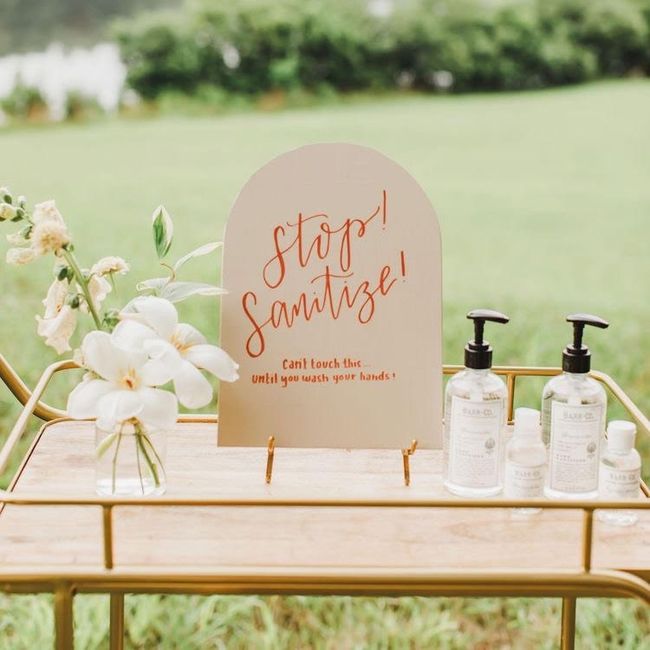 Creative sanitizing station sign for your wedding! 1